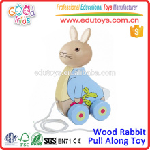 Новый дизайн Деревянный кролик вытащить игрушек для самых продаваемых игрушек для детей